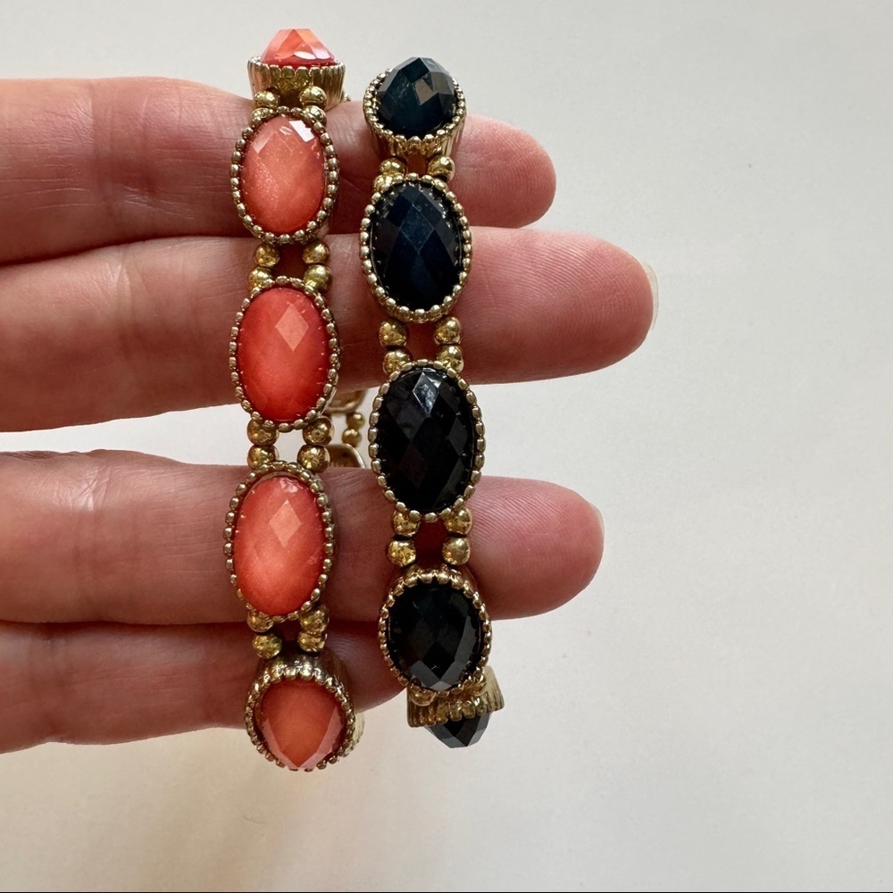 Charming Charlie - Elasticated Bracelets in Navy Blue and Coral - Picture 3 of 5